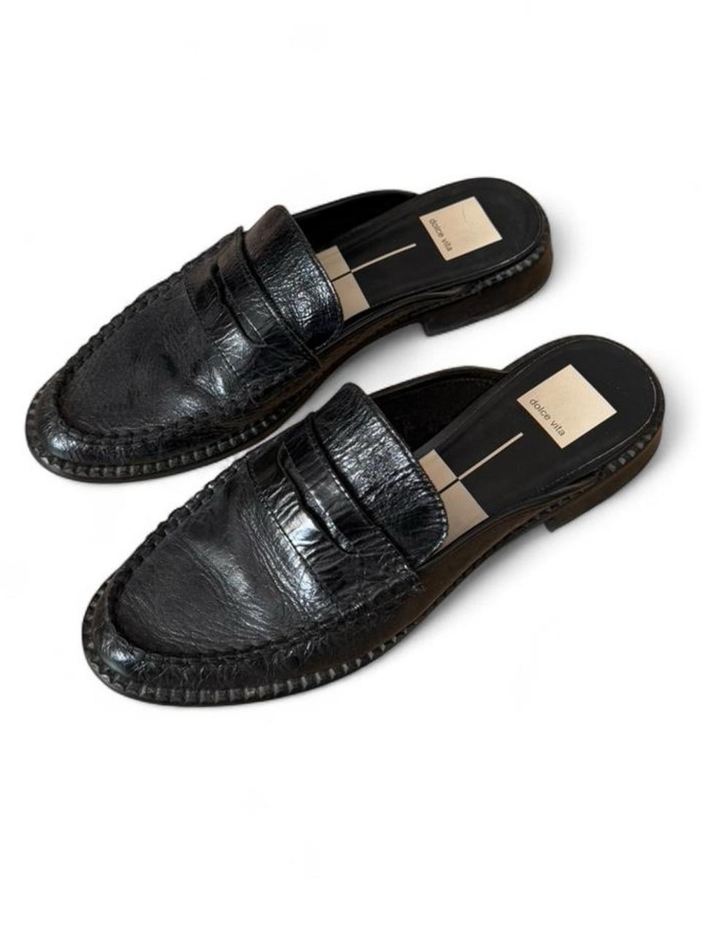 Dolce Vita Black Leather Slip-On Penny Loafers
